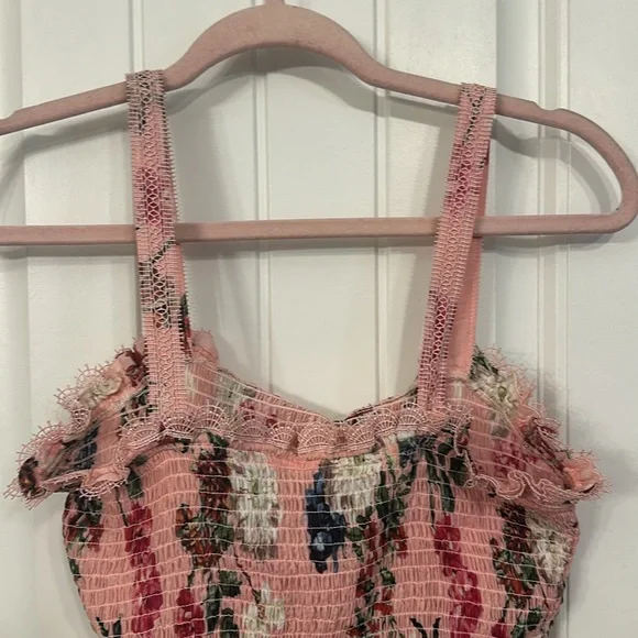 Nicholas Lilac Floral Shirred Crop Top Size 4 Small - Picture 9 of 12